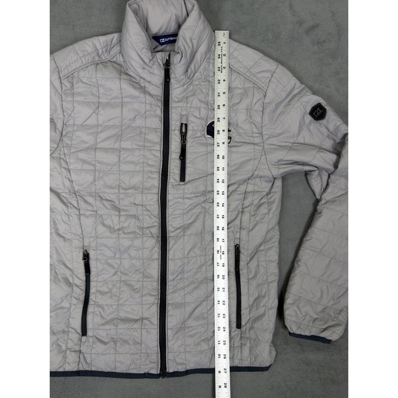 Cutter & Buck Jacket Mens Small Gray Quilted Puffer Hooded Chicago Bears - Picture 8 of 13